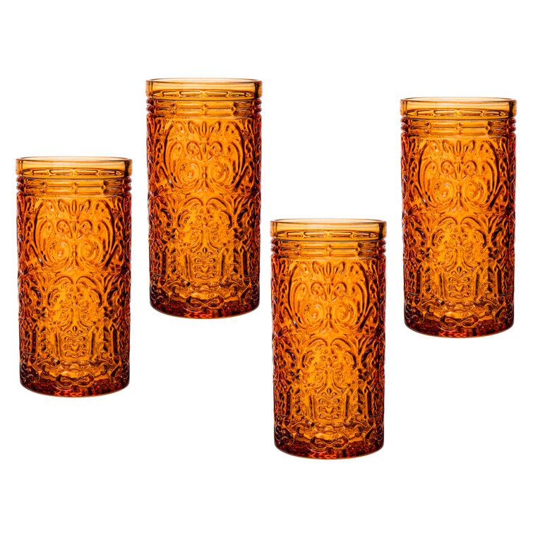 Godinger Citrus Embossed Glass Highball Set of 4