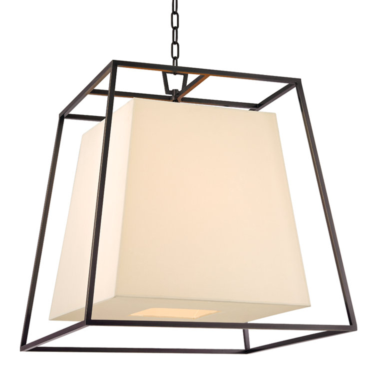 Polished Nickel and Crystal 6-Light Chandelier with Eco-Paper Shade