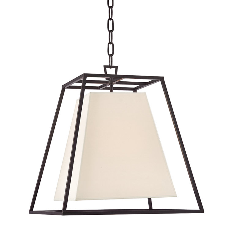 Old Bronze 4-Light Pendant with White Shade