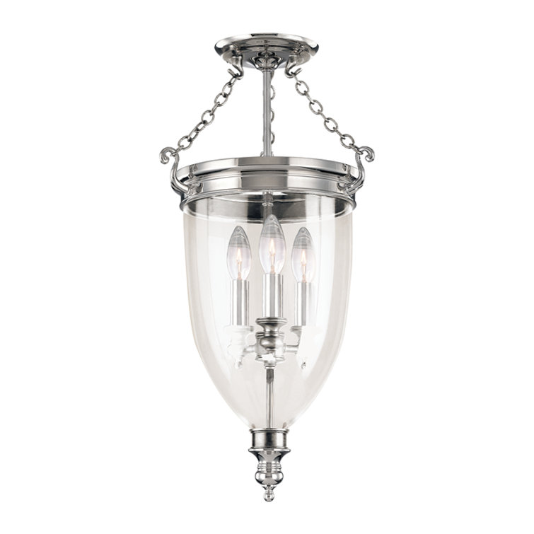 Regency Elegance 11" 3-Light Polished Nickel & Glass Jar Semi-Flush Mount
