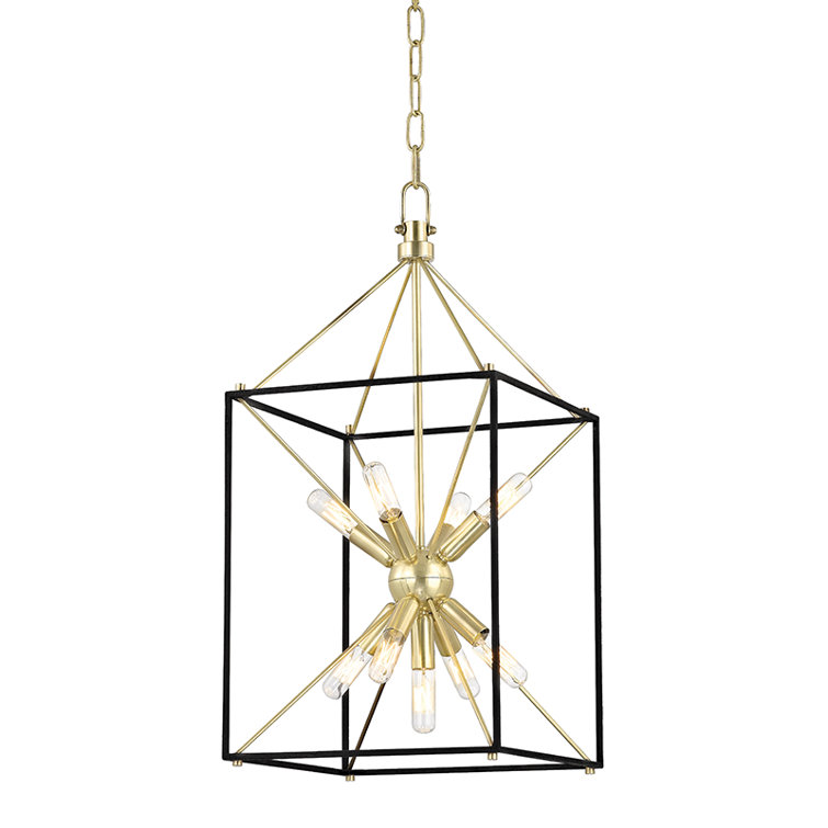 Elegant Aged Brass 9-Light Crystal Sputnik Chandelier