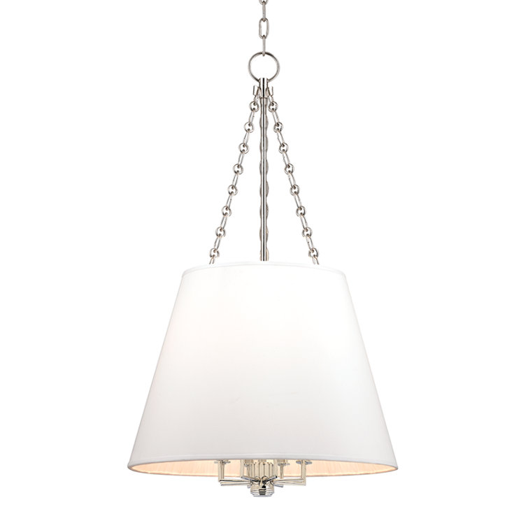 Polished Nickel 8-Light Pendant with Faux Silk Shade