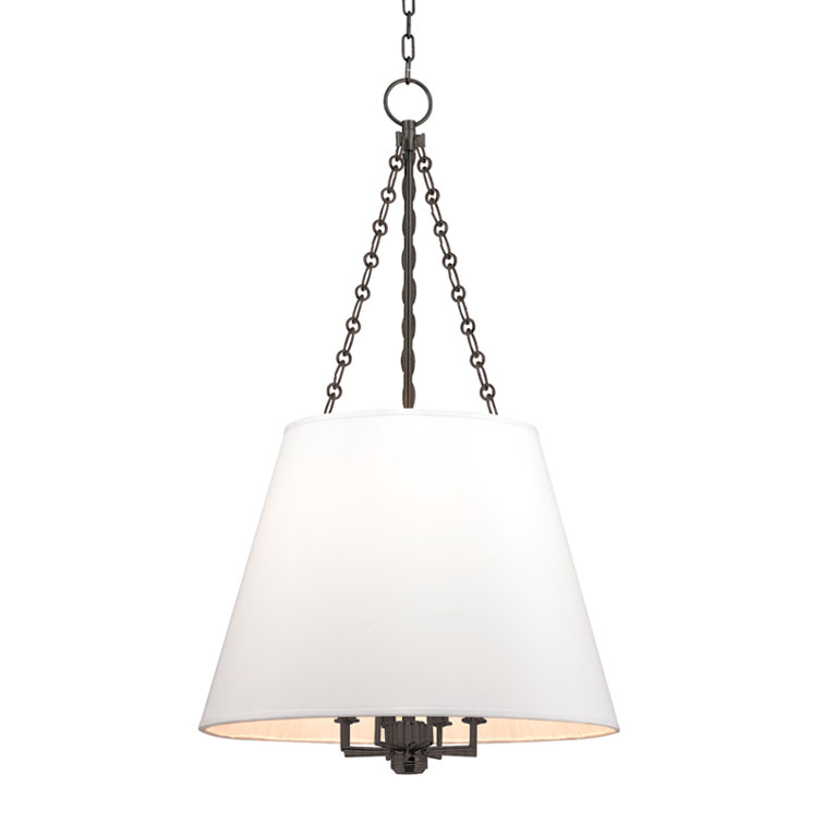 Elegant Old Bronze 8-Light Drum Pendant with White Faux Silk Shade