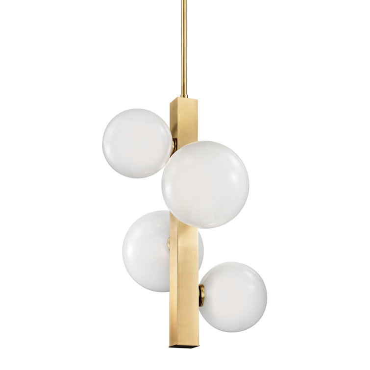 Aged Brass 4-Light Globe Glass Pendant