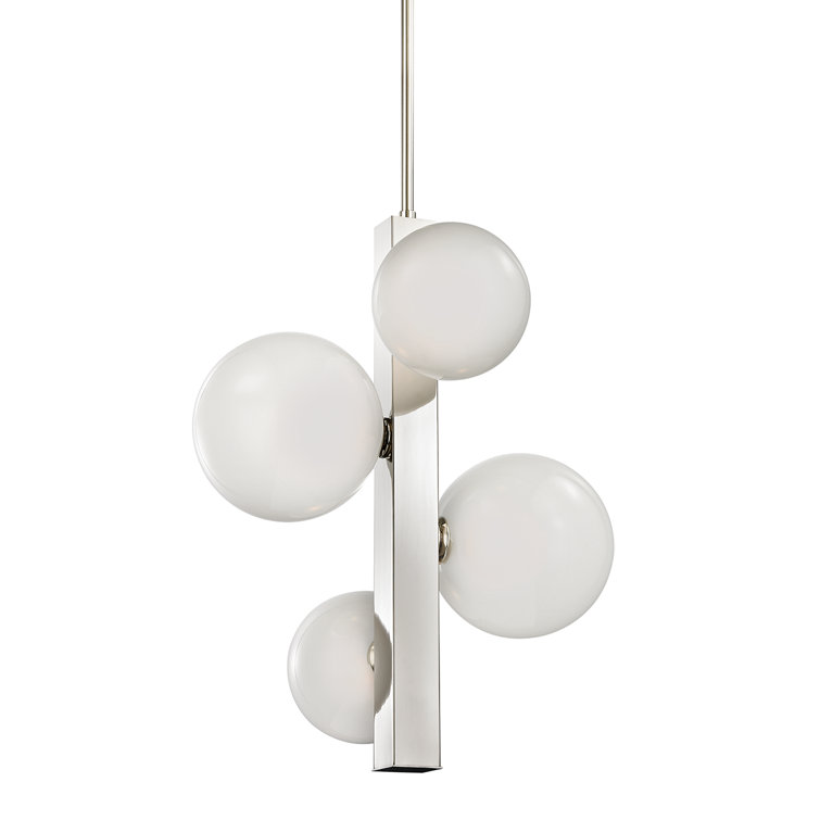Hinsdale 27" Globe Pendant in Polished Nickel and Glass