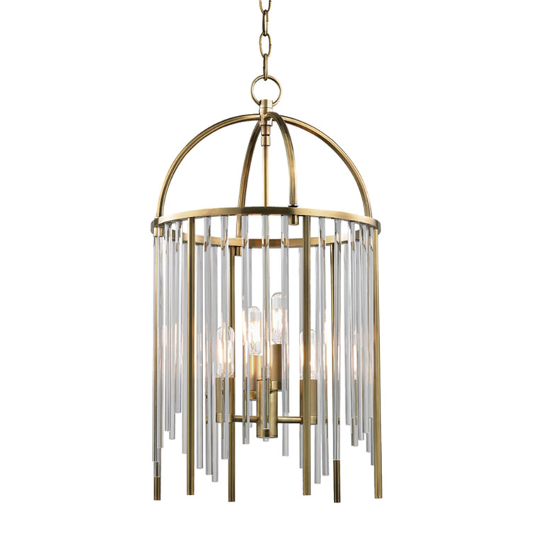 Aged Brass 4-Light Indoor/Outdoor Crystal Pendant