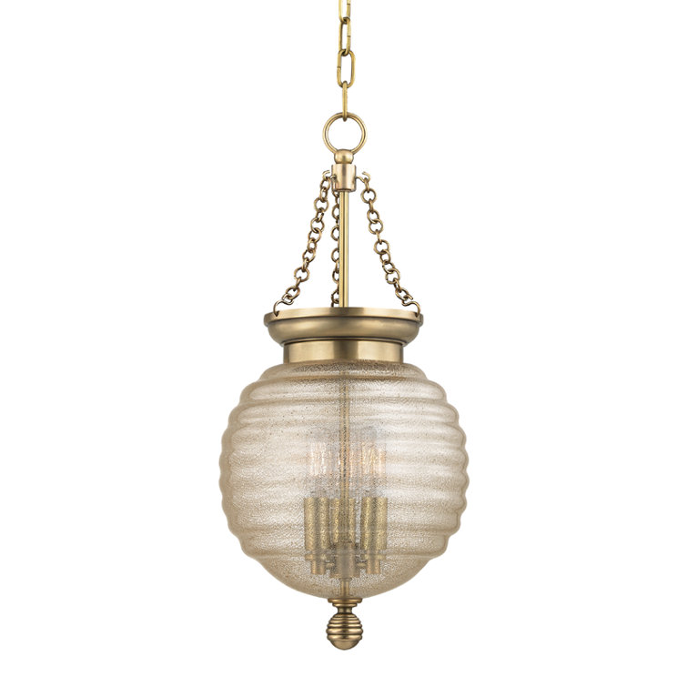 Aged Brass Coolidge 4-Light LED Blown Glass Pendant