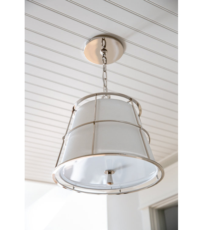 Savona Dual-Light Linen Shade Pendant in Polished Nickel