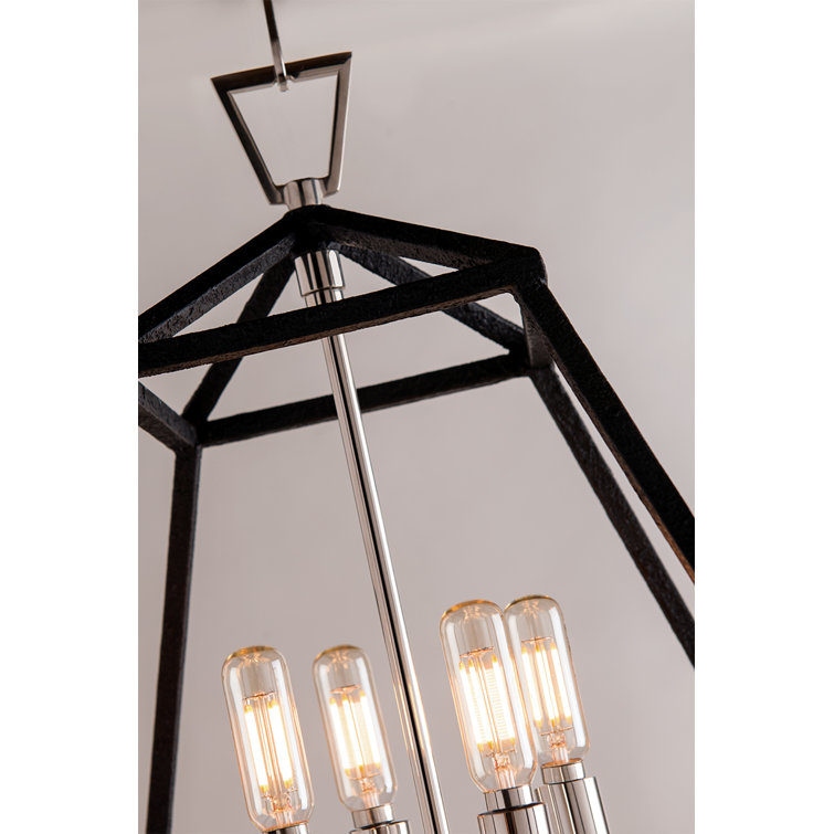 Webster Polished Nickel and Crystal Geometric Chandelier
