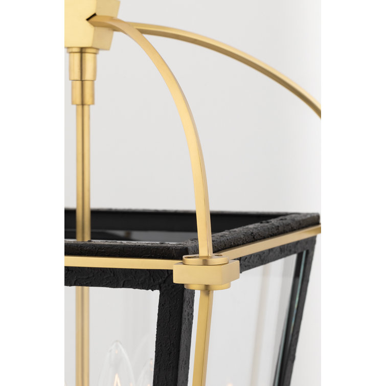 Aged Brass Hollis 4-Light Glass Drum Pendant for Indoor/Outdoor