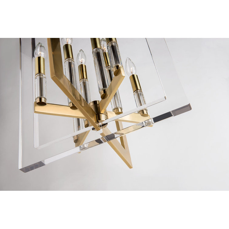 Aged Brass and Acrylic 4-Light Indoor Pendant