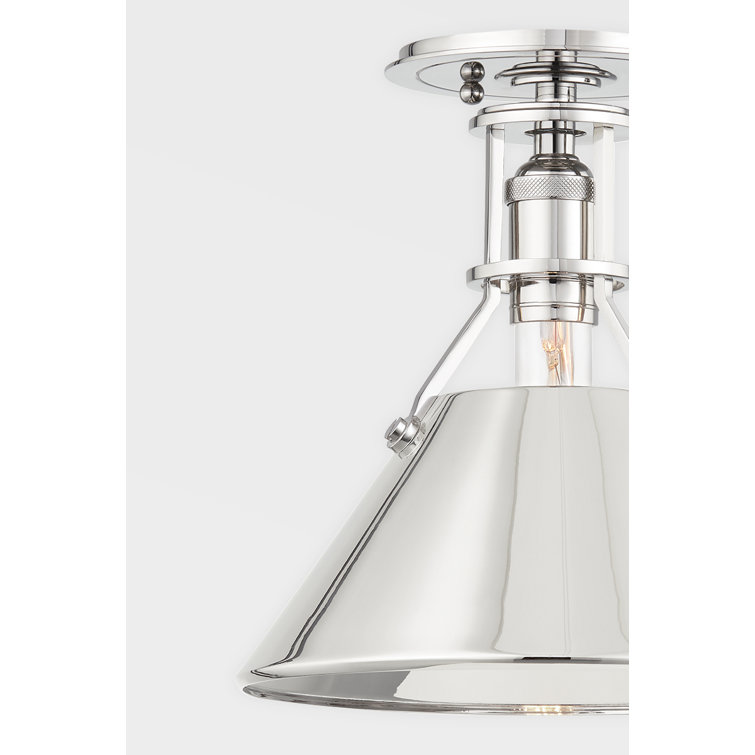 Elegant Polished Nickel 1-Light Pendant with Brass Shade