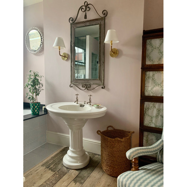 Curves No.1 Aged Brass Single Light Wall Sconce with Off-White Linen Shade