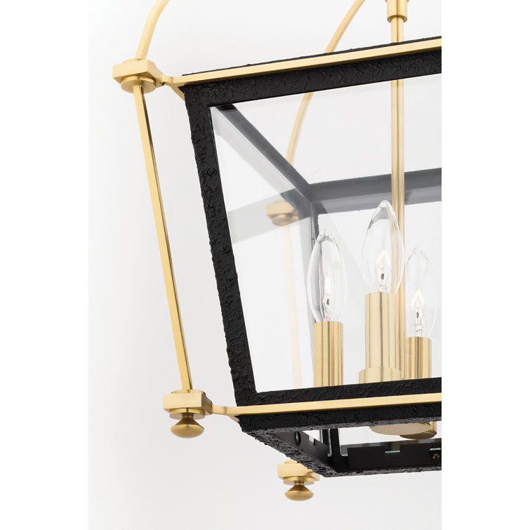 Aged Brass Hollis 4-Light Glass Drum Pendant for Indoor/Outdoor