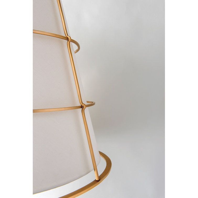 Aged Brass and Linen 2-Light Semi Flush Mount