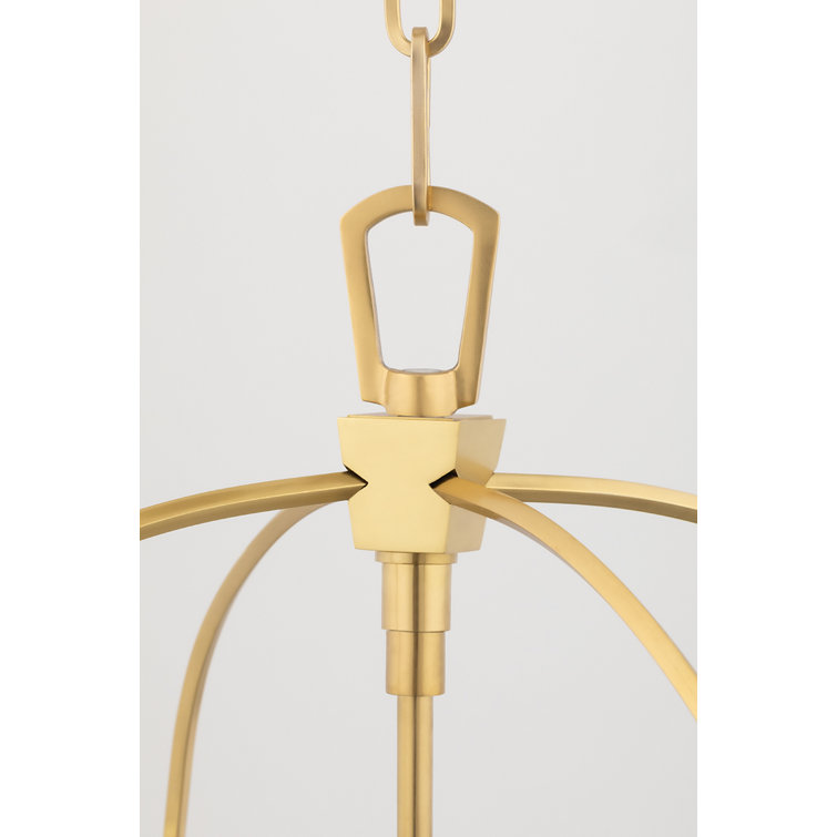 Aged Brass Hollis 4-Light Glass Drum Pendant for Indoor/Outdoor