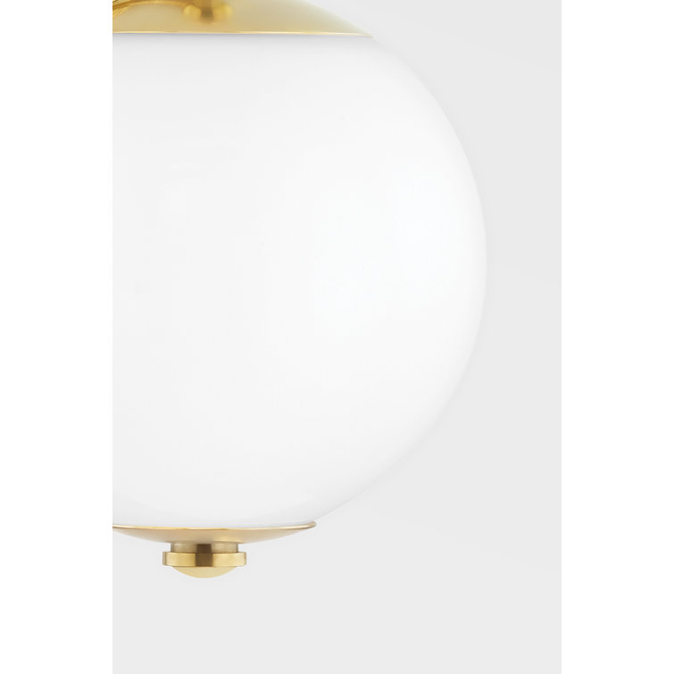 Aged Brass Opal Glass Globe Pendant Light - Indoor/Outdoor