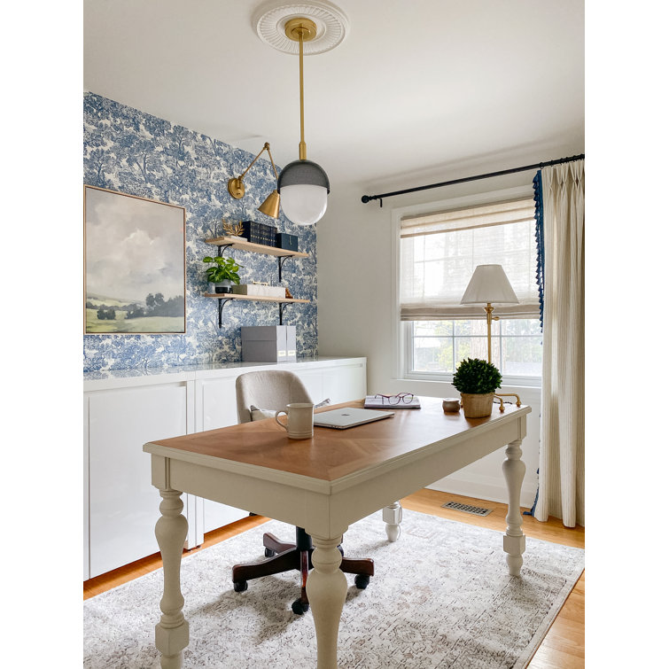 Aged Brass Adjustable Arc Table Lamp with Silk Shade