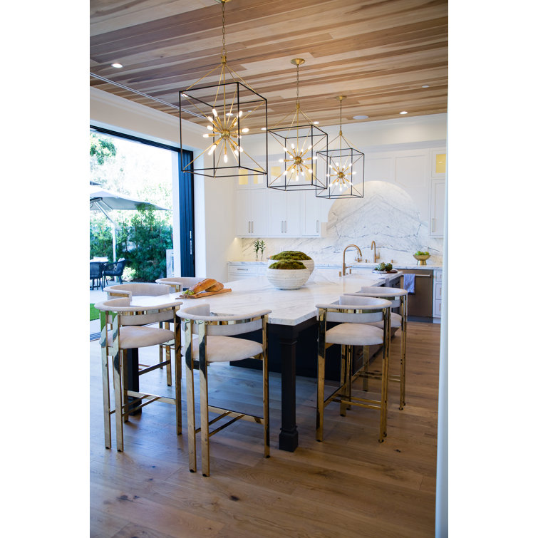 Aged Brass 13-Light Sputnik Chandelier with Black Frame