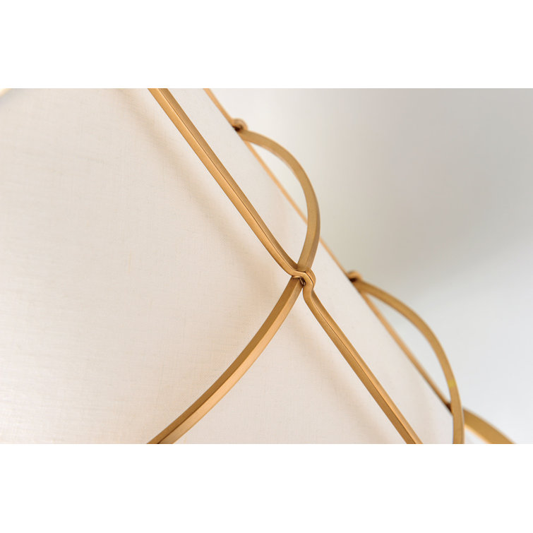 Aged Brass and Linen 2-Light Semi Flush Mount