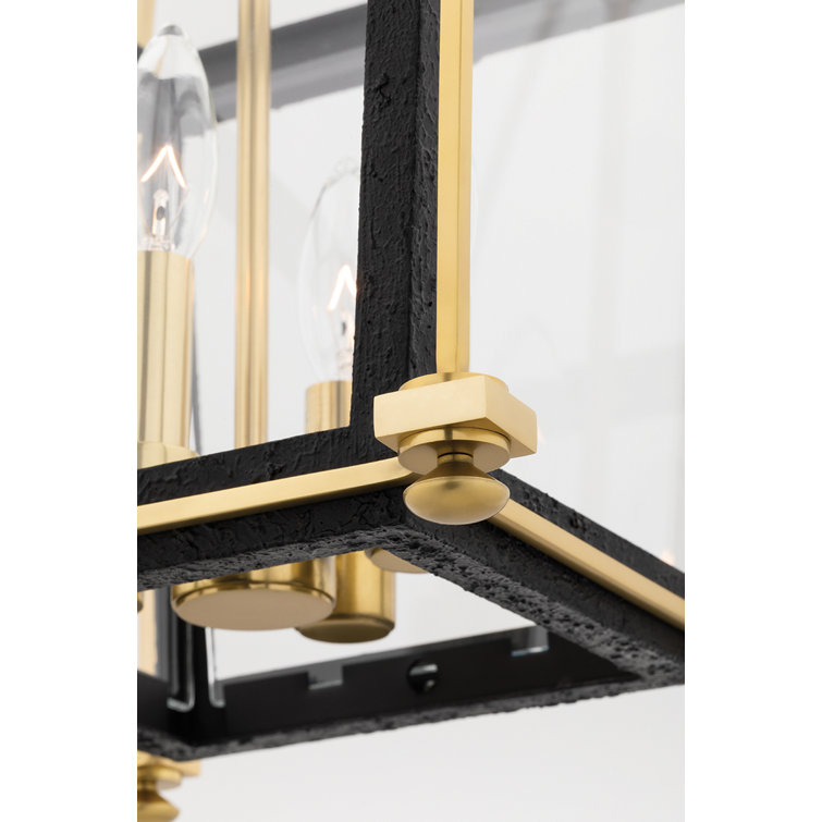 Aged Brass Hollis 4-Light Glass Drum Pendant for Indoor/Outdoor