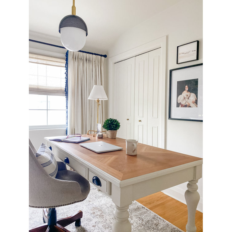 Aged Brass Adjustable Arc Table Lamp with Silk Shade
