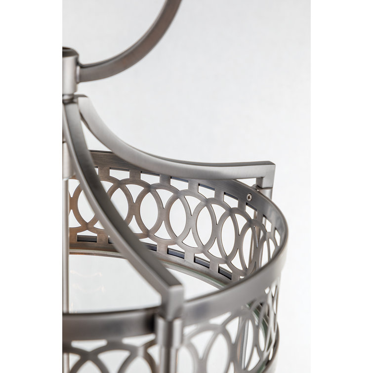 Amelia Antique Nickel 4-Light Glass Lantern Pendant