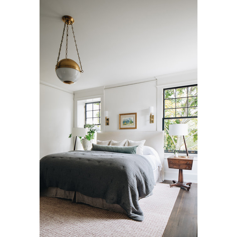 Aerin Aged Brass 3-Light Large Globe Pendant with Opal Shade