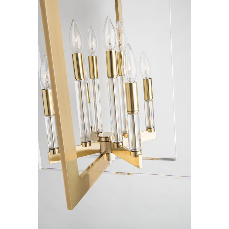 Aged Brass and Acrylic 4-Light Indoor Pendant
