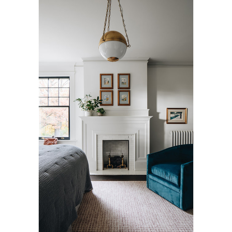 Aerin Aged Brass 3-Light Large Globe Pendant with Opal Shade