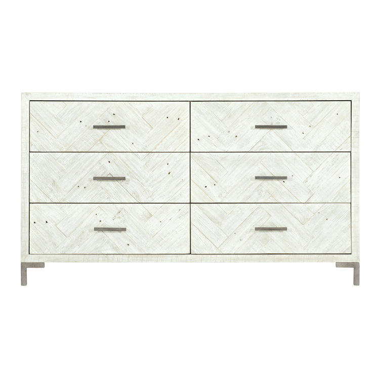 Macauley Brushed White 6-Drawer Industrial Dresser