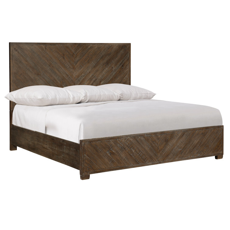 Sable Brown Pine Wood Queen Panel Bed with Headboard