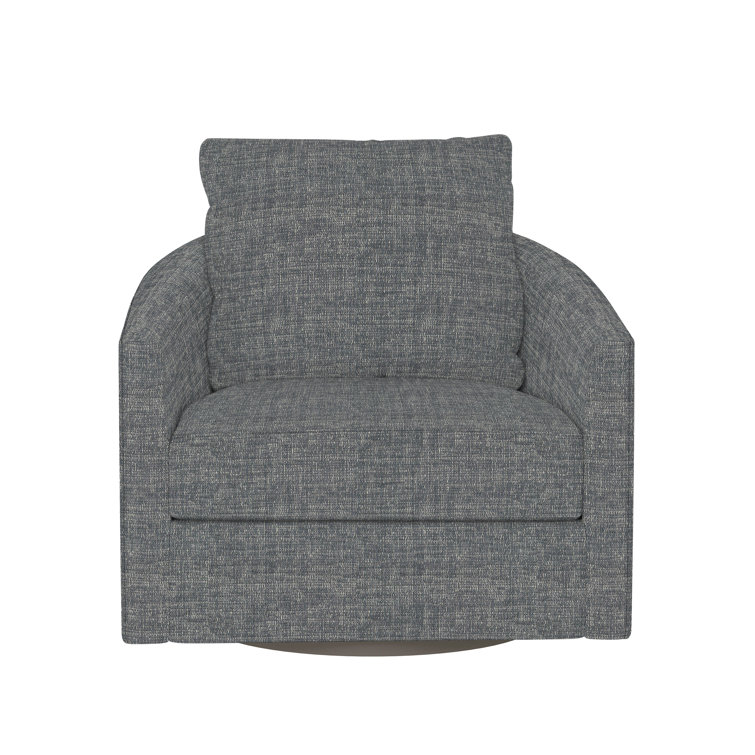 Astoria Modern Gray Leather Swivel Barrel Chair with Manufactured Wood Base