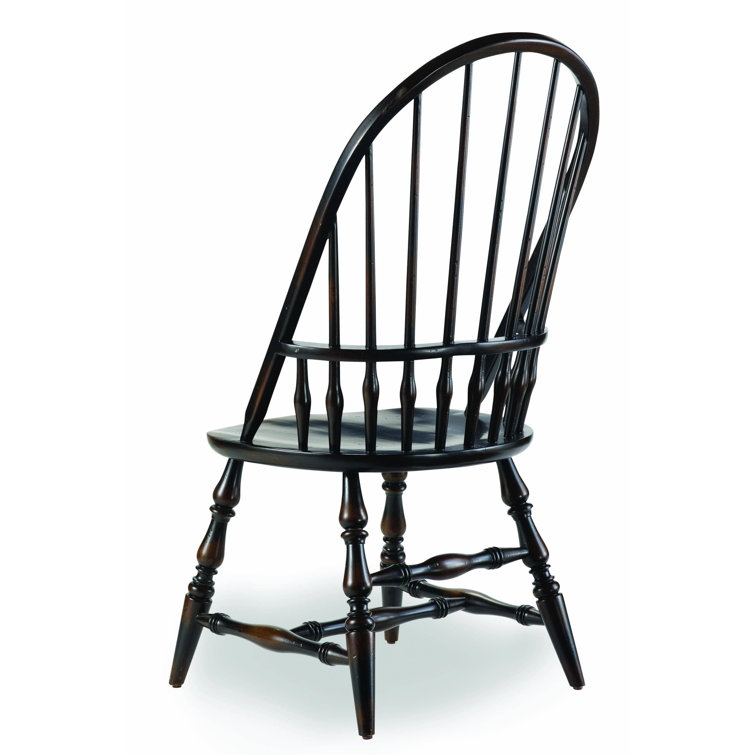 Ebony Wood Upholstered Windsor Side Chair with Slat Back