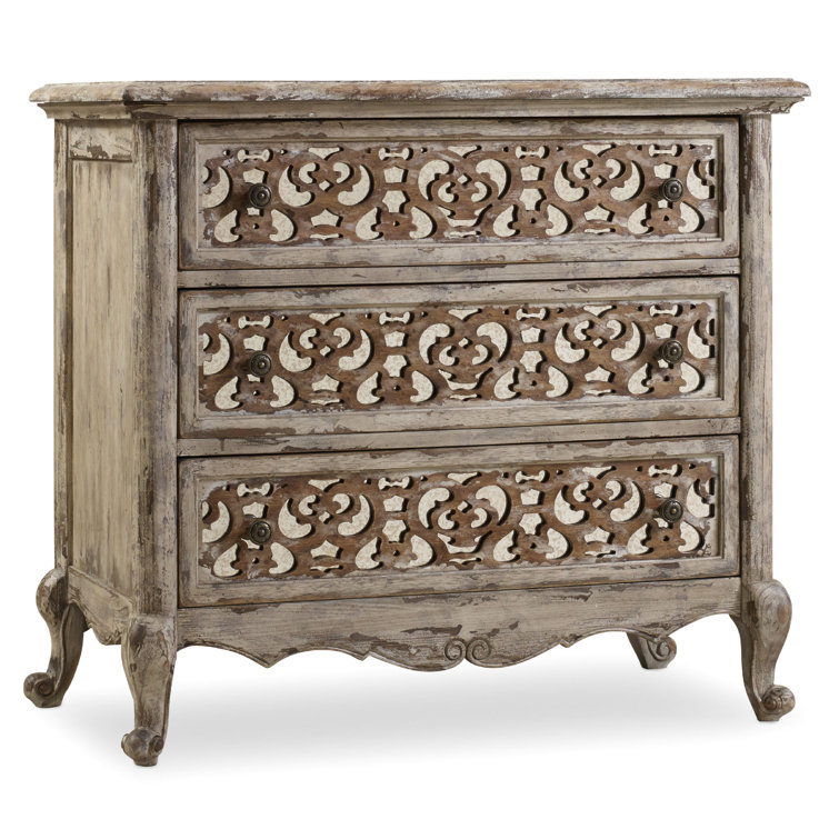 Beige and Brown Traditional 3-Drawer Nightstand