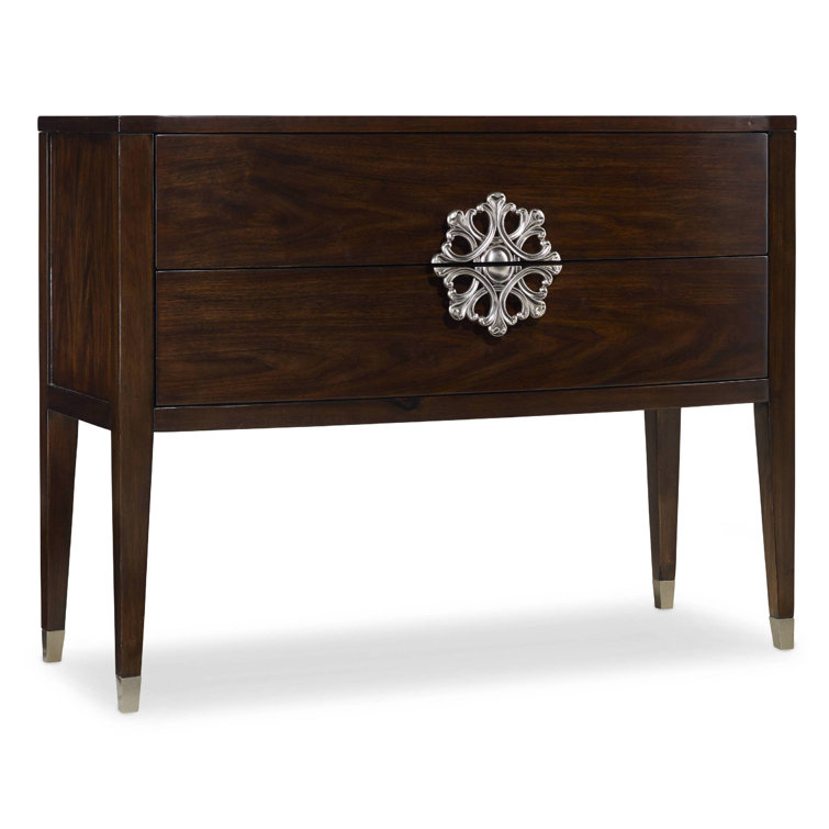 Transitional Medallion 44'' Brown Wood & Metal Console Table with Storage