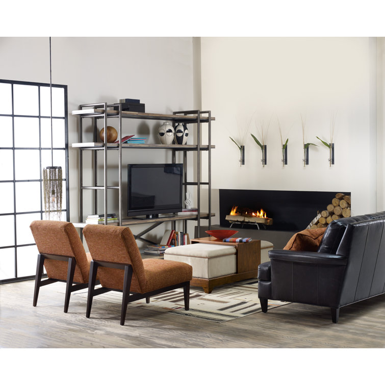 Scandinavian Wood and Metal 5-Shelf Etagere Bookcase