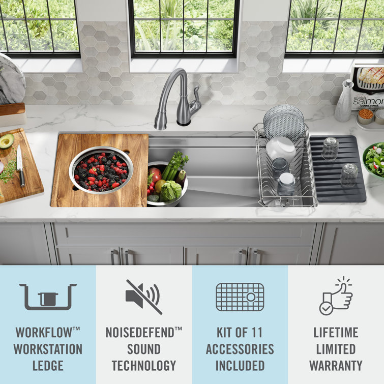 Delta 45" Stainless Steel Workstation Kitchen Sink with Accessories