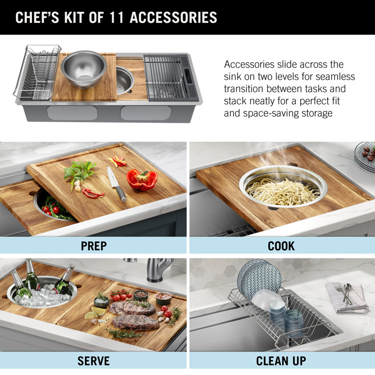 Delta 45" Stainless Steel Workstation Kitchen Sink with Accessories