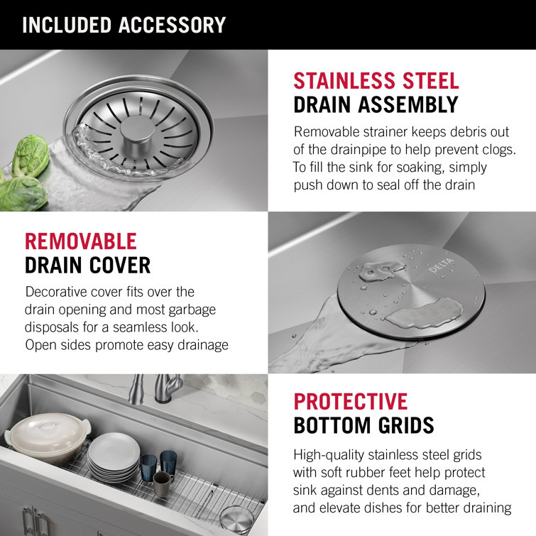 Delta 45" Stainless Steel Workstation Kitchen Sink with Accessories