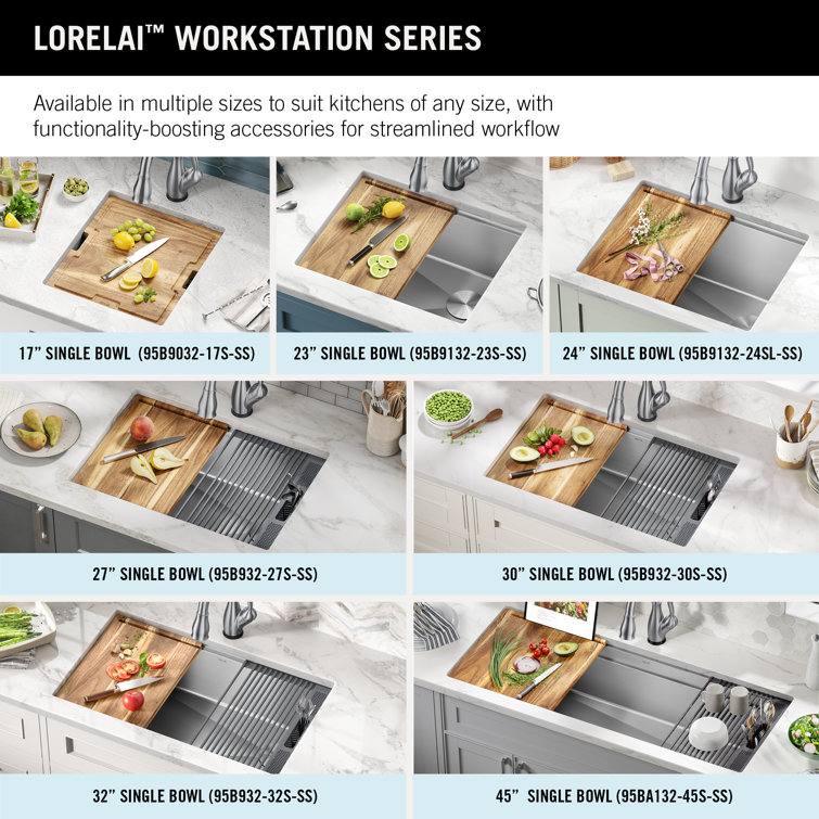 Delta 45" Stainless Steel Workstation Kitchen Sink with Accessories