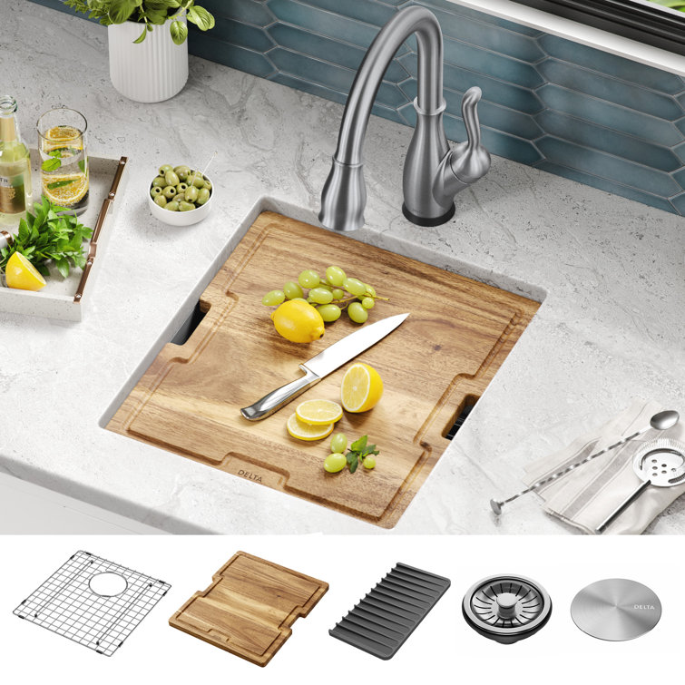 Delta 17" Stainless Steel Undermount Bar Prep Sink with WorkFlow Ledge
