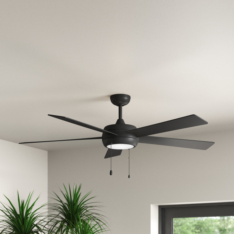 Matte Black 60" LED Ceiling Fan with Walnut Blades