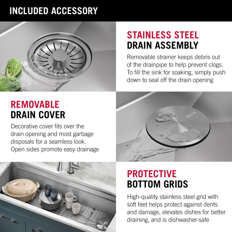 Delta Rivet 45" Stainless Steel Undermount Workstation Kitchen Sink