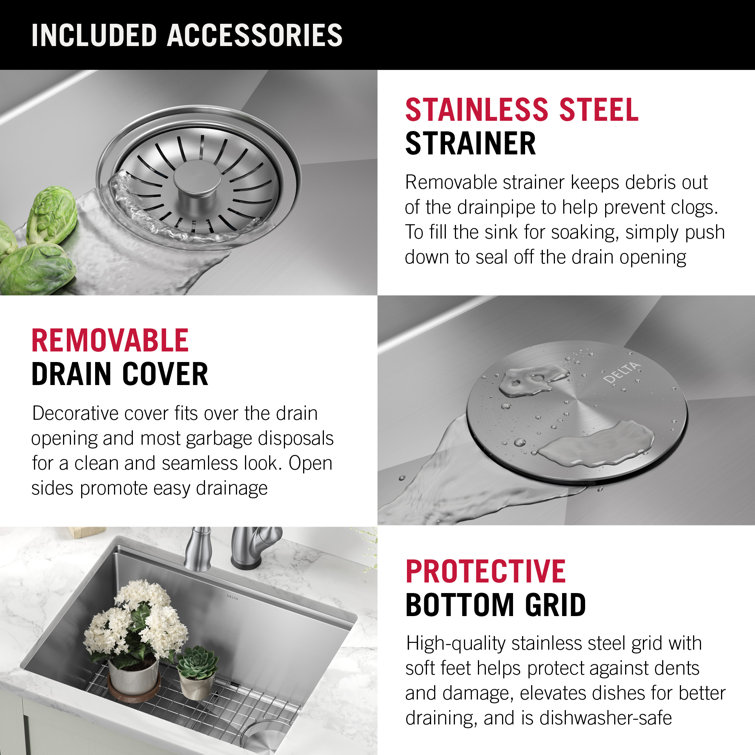 24" Stainless Steel Undermount Single Bowl Workstation Sink