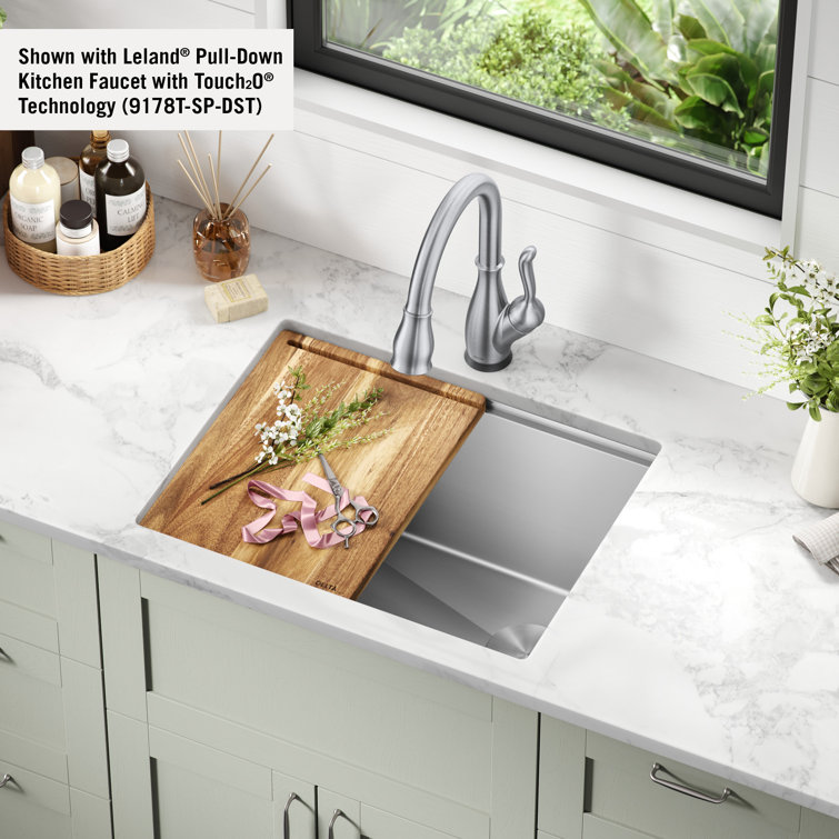 24" Stainless Steel Undermount Single Bowl Workstation Sink