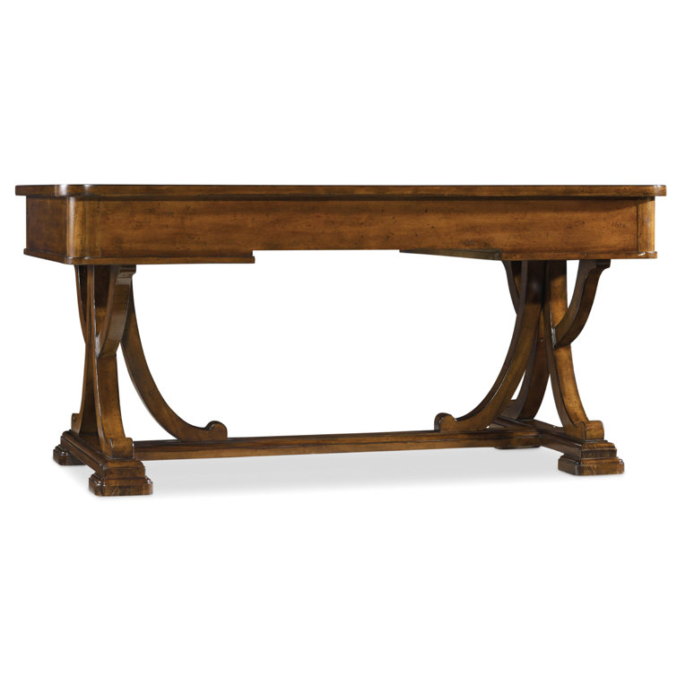 Traditional Brown Solid Wood Home Office Desk with Drawers