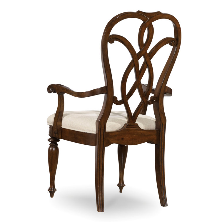 Leesburg Dark Wood Upholstered Arm Chair with Splatback