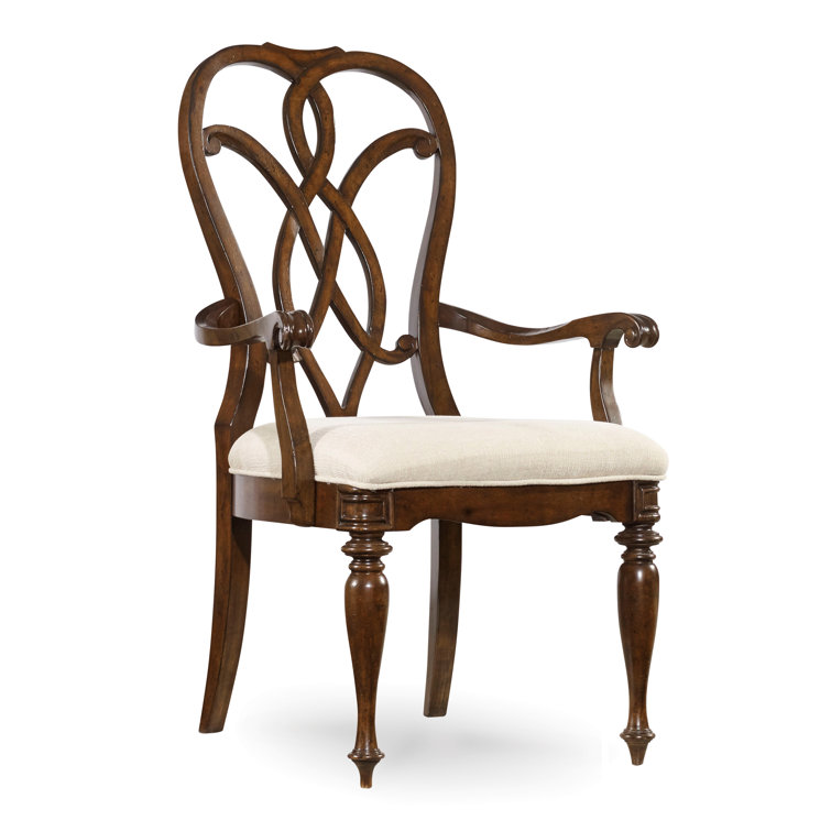 Leesburg Dark Wood Upholstered Arm Chair with Splatback