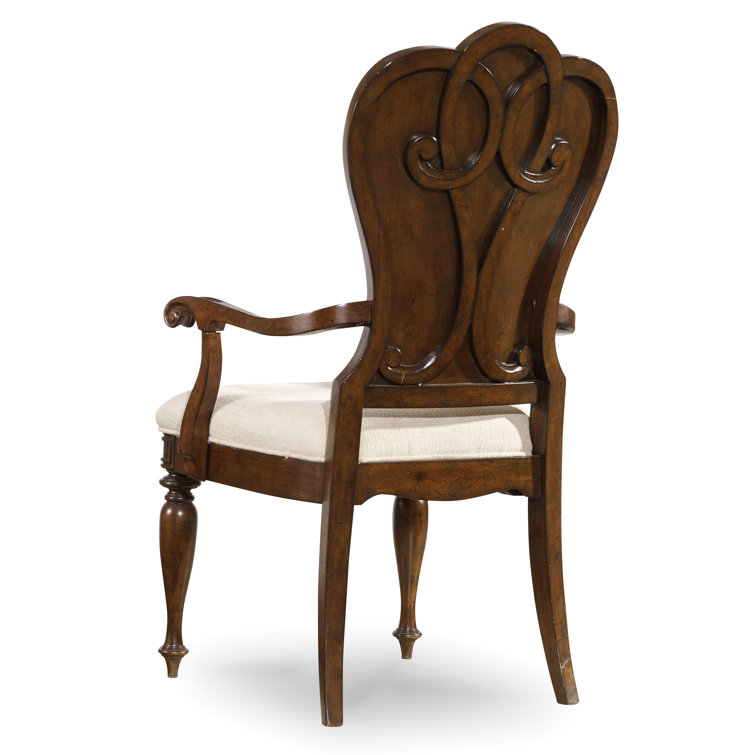Leesburg Traditional Beige Upholstered Arm Chair with Wood Frame
